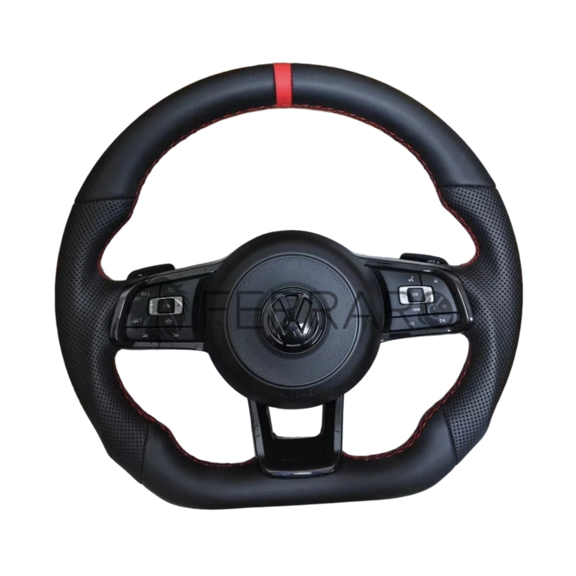 (PRENOTA) Volante per Volkswagen, Pelle, Filo Rosso, Punzonatura