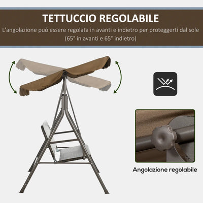 Outsunny Dondolo da Giardino 3 Posti con Tettuccio Regolabile in Rattan PE e Acciaio, 167x112x153cm