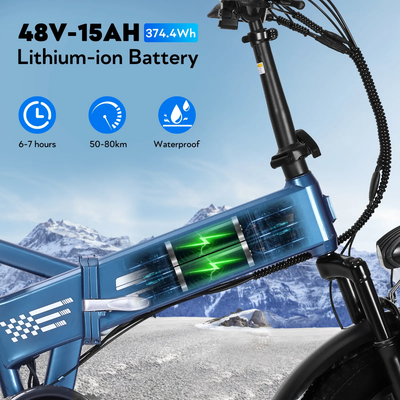 FerraroStore E20, Bici Elettrica Pieghevole, 20", Batteria 48V