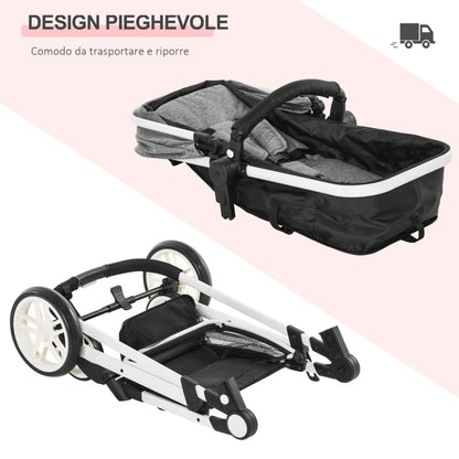 HOMCOM Carrozzina per Bambini 0-36 Mesi Pieghevole e Regolabile, in Metallo e Poliestere, 80x51x102 cm, Grigio