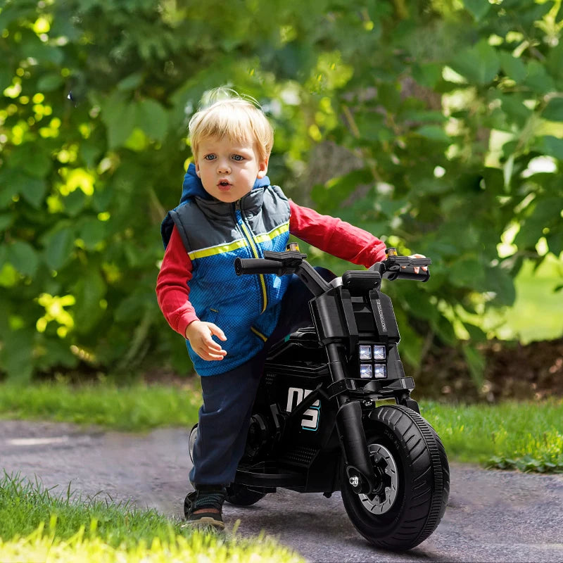 HOMCOM Moto Elettrica per Bambini 3-5 Anni in PP e Metallo con Rotelle, Clacson e Musica, 86x44x58 cm, Nera