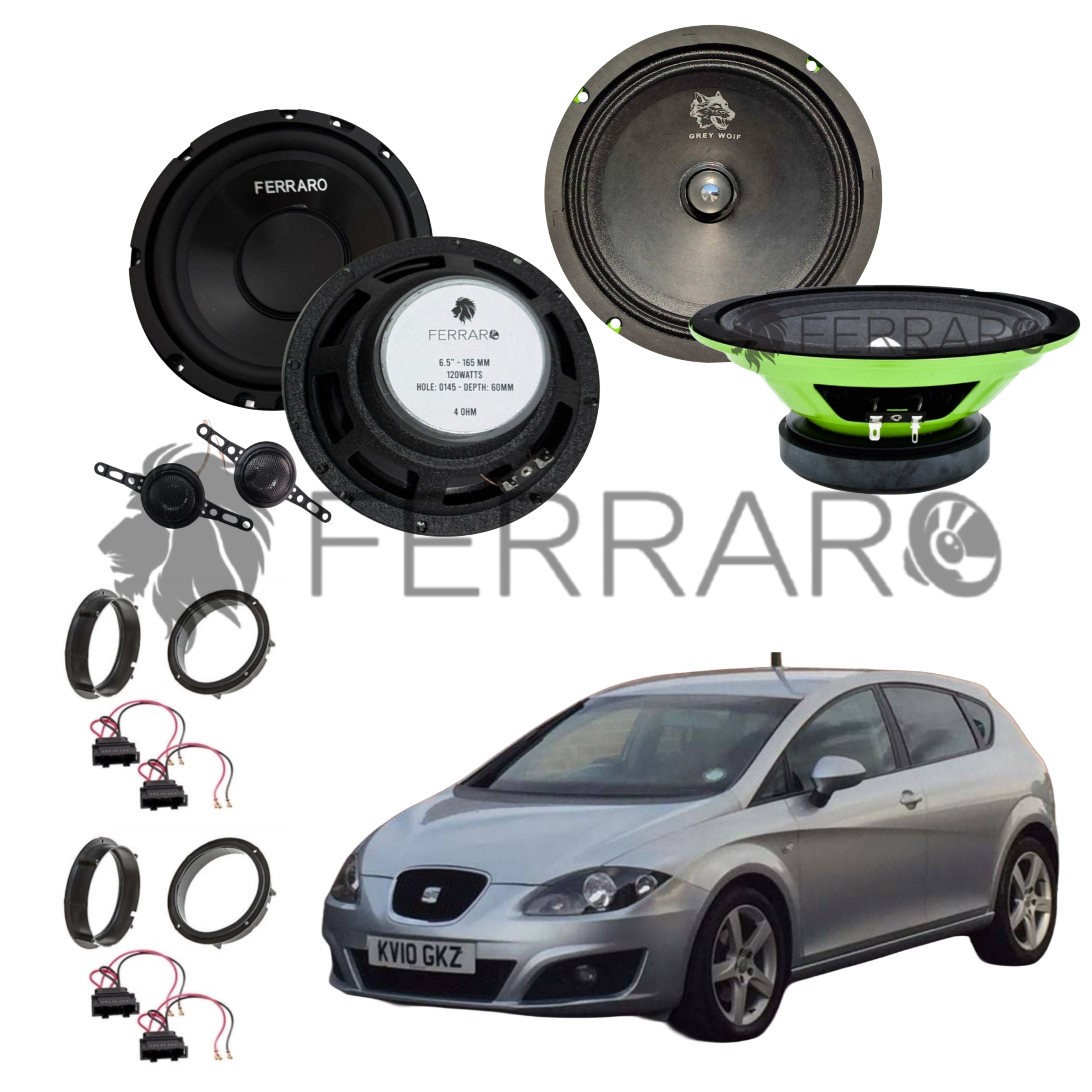 FerraroStore Kit 6 Altoparlanti | PV165.3 | ASK-165.2 | Ant/Post | Seat Leon MK2 (2005-2012)