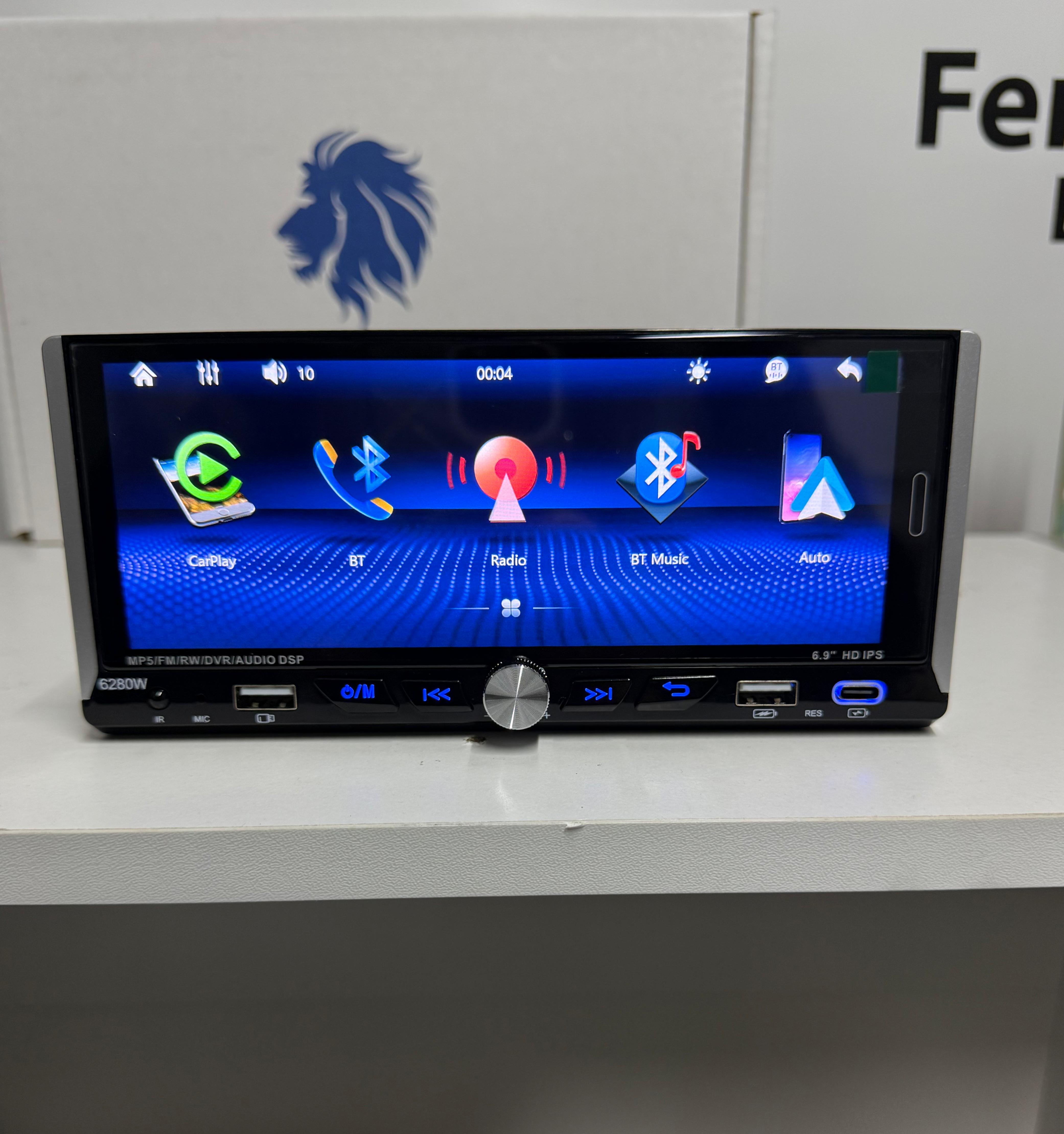 Autoradio Universale Fisso, 1Din 6.9"Pollici, Bluetooth, CarPlay, Android Auto