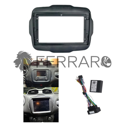 Kit Montaggio Autoradio 9"Pollici Jeep Renegade, Mascherina, Cablaggio per Autoradio Android