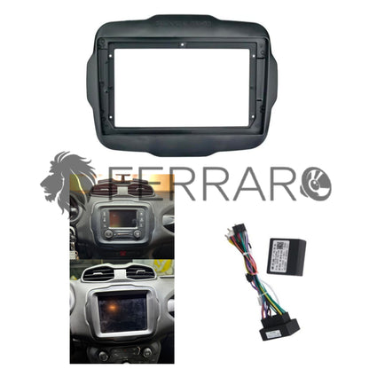 Kit Montaggio Autoradio 9"Pollici Jeep Renegade, Mascherina, Cablaggio per Autoradio Android