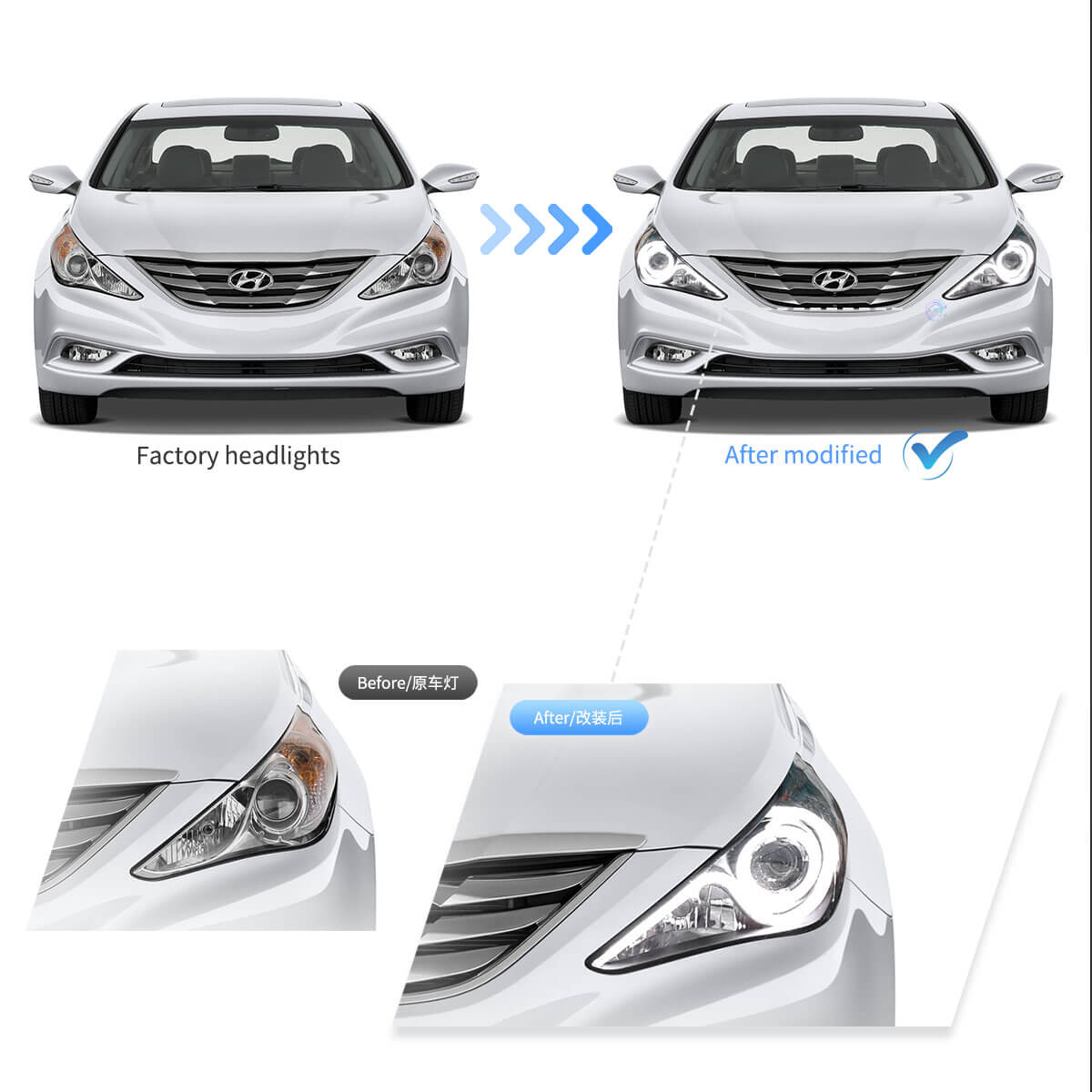 Fanali Anteriore Completo per Hyundai Sonata (2011-2014) a LED