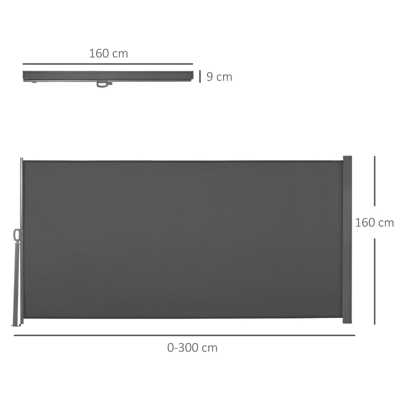 Outsunny Frangivista da Giardino Estensibile fino 3 m e Alto 1.6 m, Poliestere Anti UV e Alluminio, Grigio