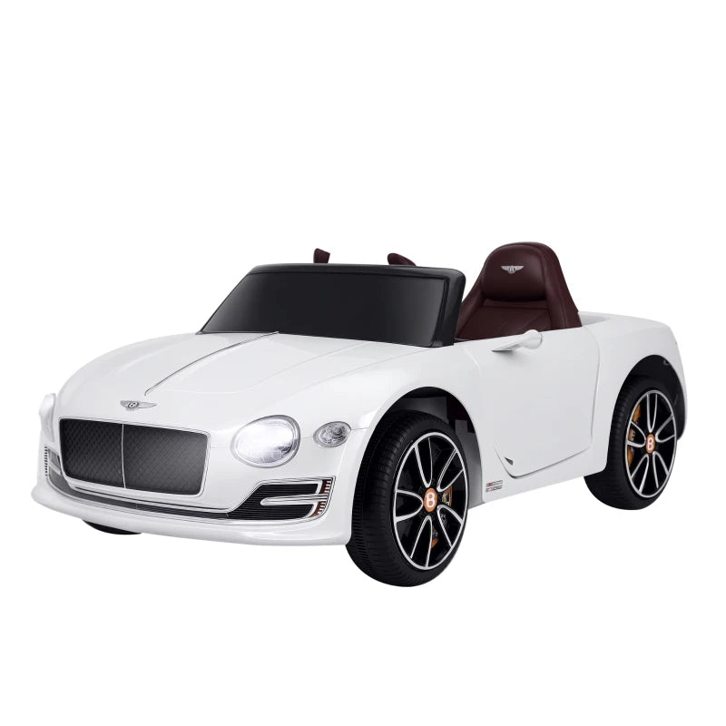 HOMCOM Macchina Elettrica per Bambini Bentley GT 6V, con Doppi Motori, Auto Elettrica per Bambini con Telecomando, Clacson, Suoni, Fari e 2 Portiere Apribili, 2.5-5 km/h, per 3-5 Anni, Bianco