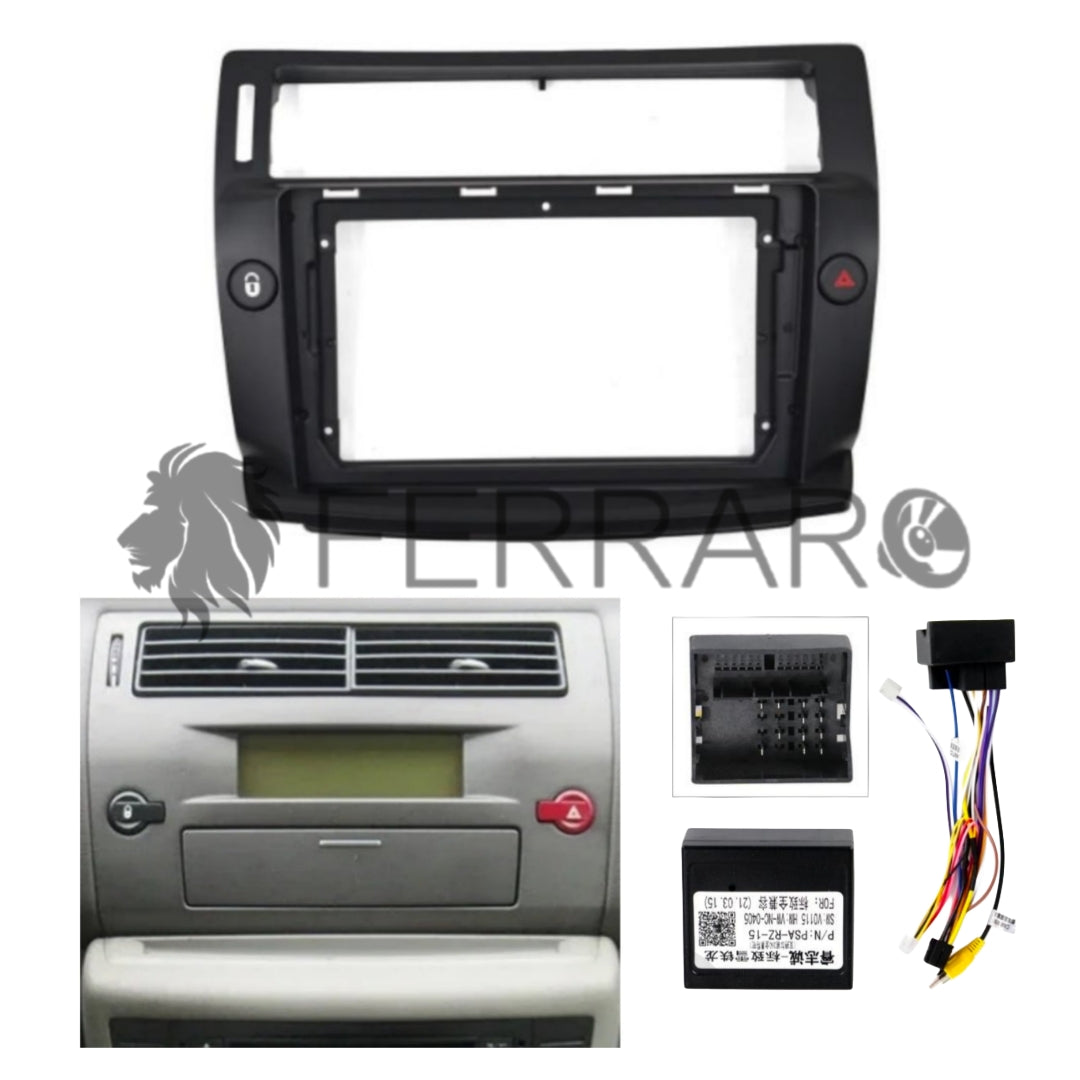 Kit Montaggio Autoradio 9"Pollici Citroen C4 (2004-2009) Mascherina, Cablaggio per Autoradio Android