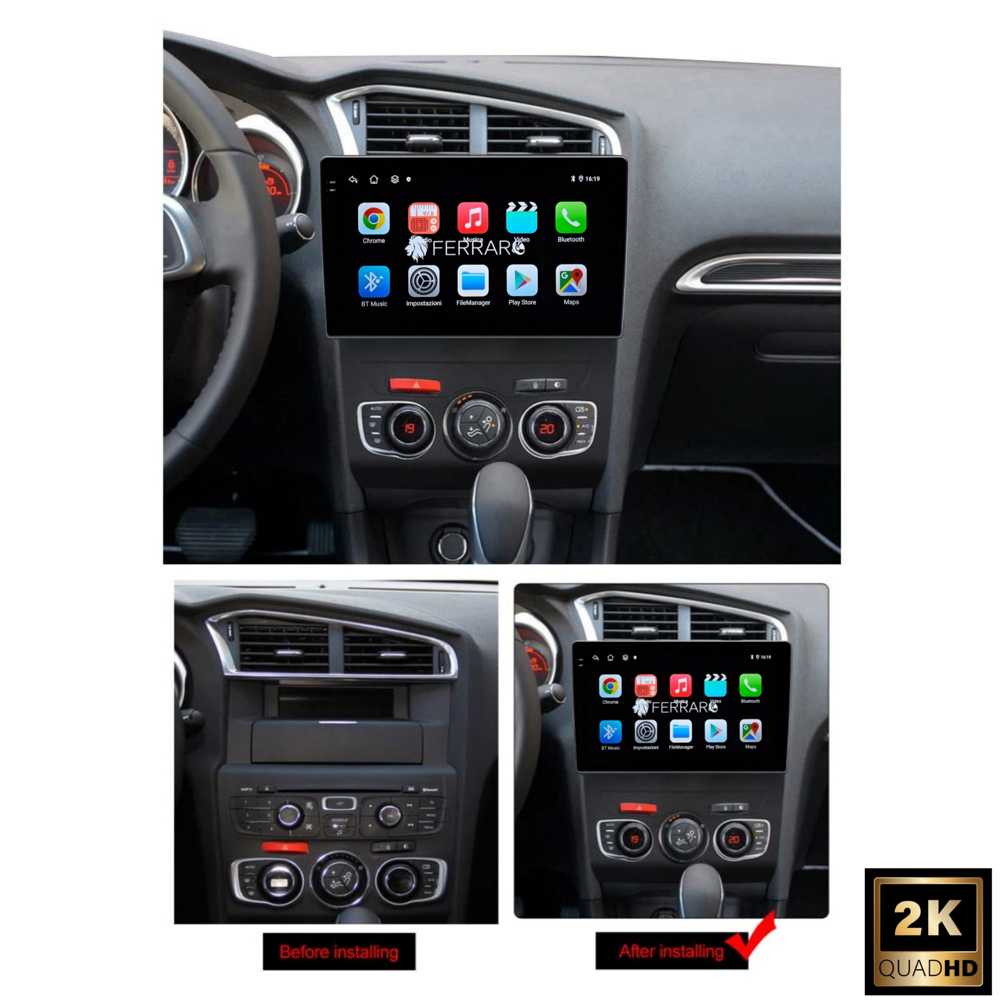 Autoradio per Citroen C4 2 B7 10.1" 2K | 2013-2016 | Android | Bluetooth | CarPlay | Android Auto | 4/64GB Ram