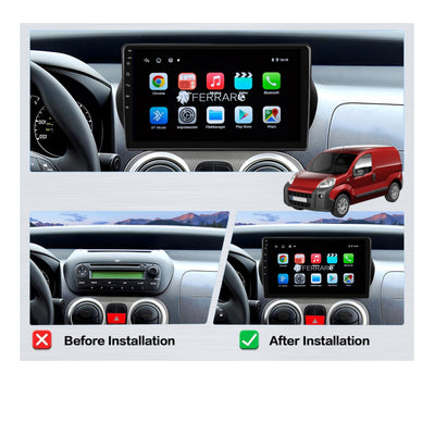 Autoradio per Fiat Qubo 10.1" | Citroen Nemo | Peugeot Bipper | 2008-2017 | Android | Bluetooth | CarPlay | Android Auto | 2GB/4GB/8GB Ram
