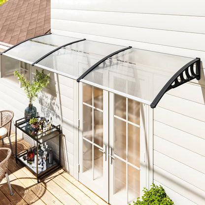 Outsunny Tettoia Moderna in Policarbonato, Alluminio e PP per Balconi, Finestre e Porte, 303x96x27 cm, Nera e Trasparente
