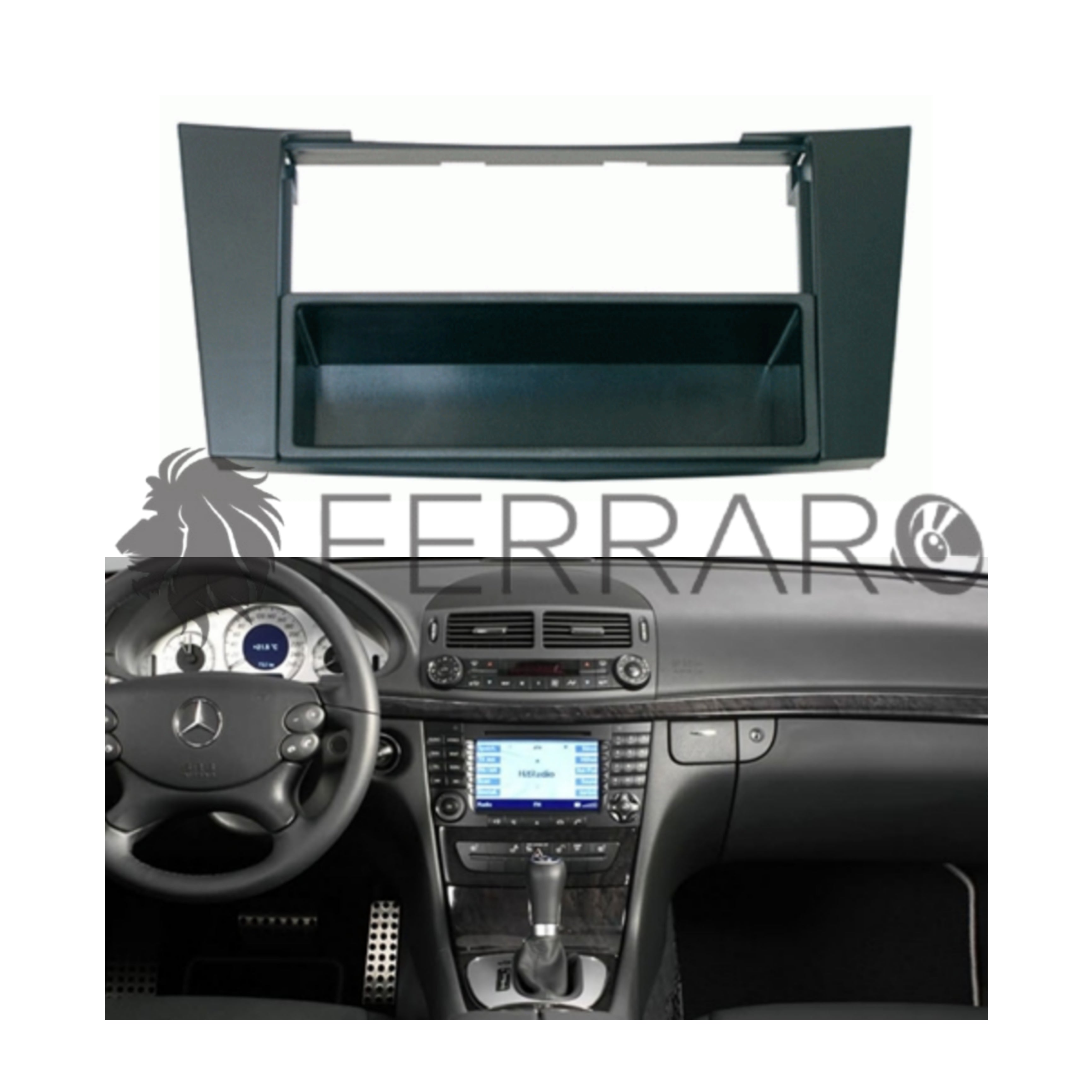 Car Radio Panel Kit, 1DIN with Drawer, Mercedes E-Class, up to 2009