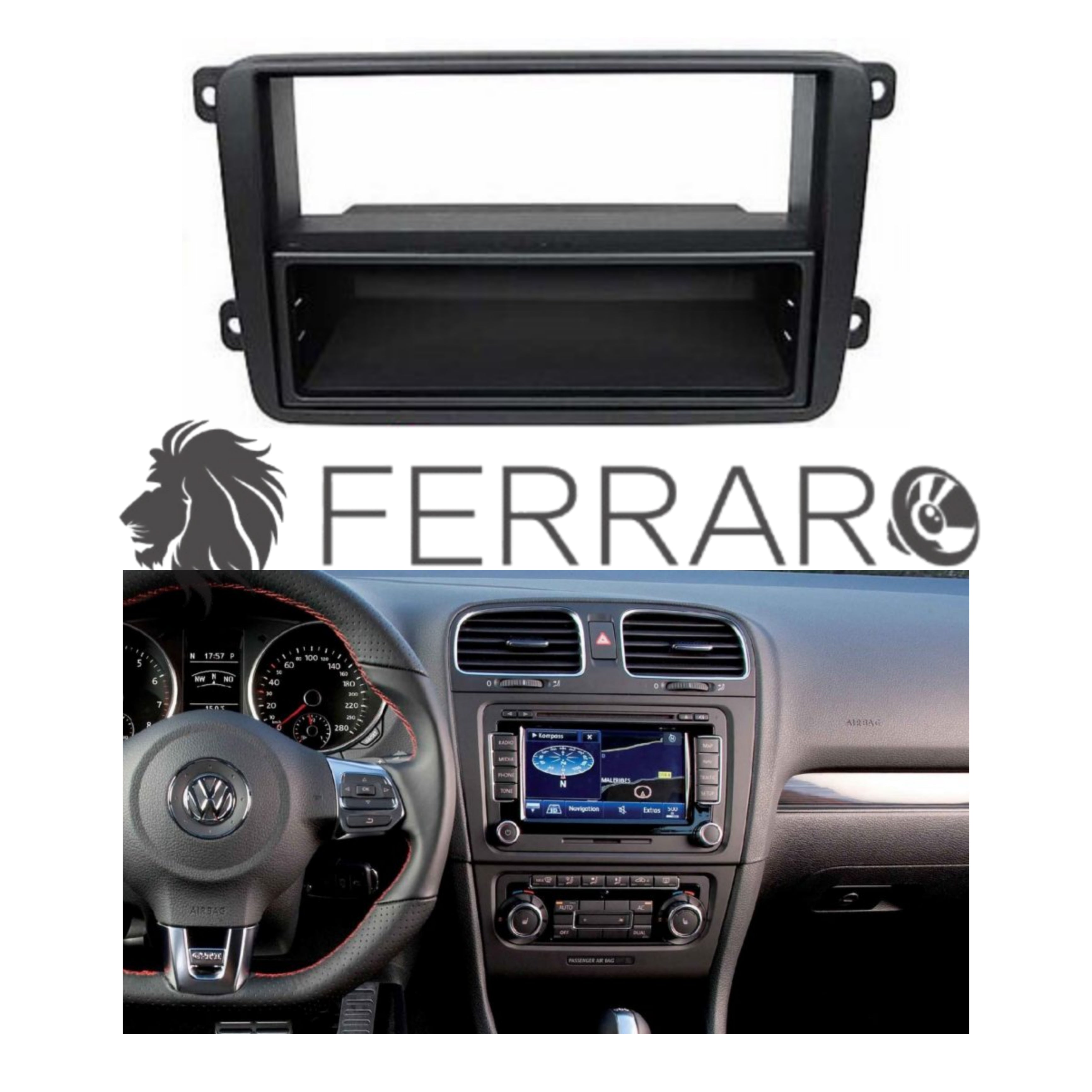 Car Radio Panel, 1 ISO with Drawer, Volkswagen Golf