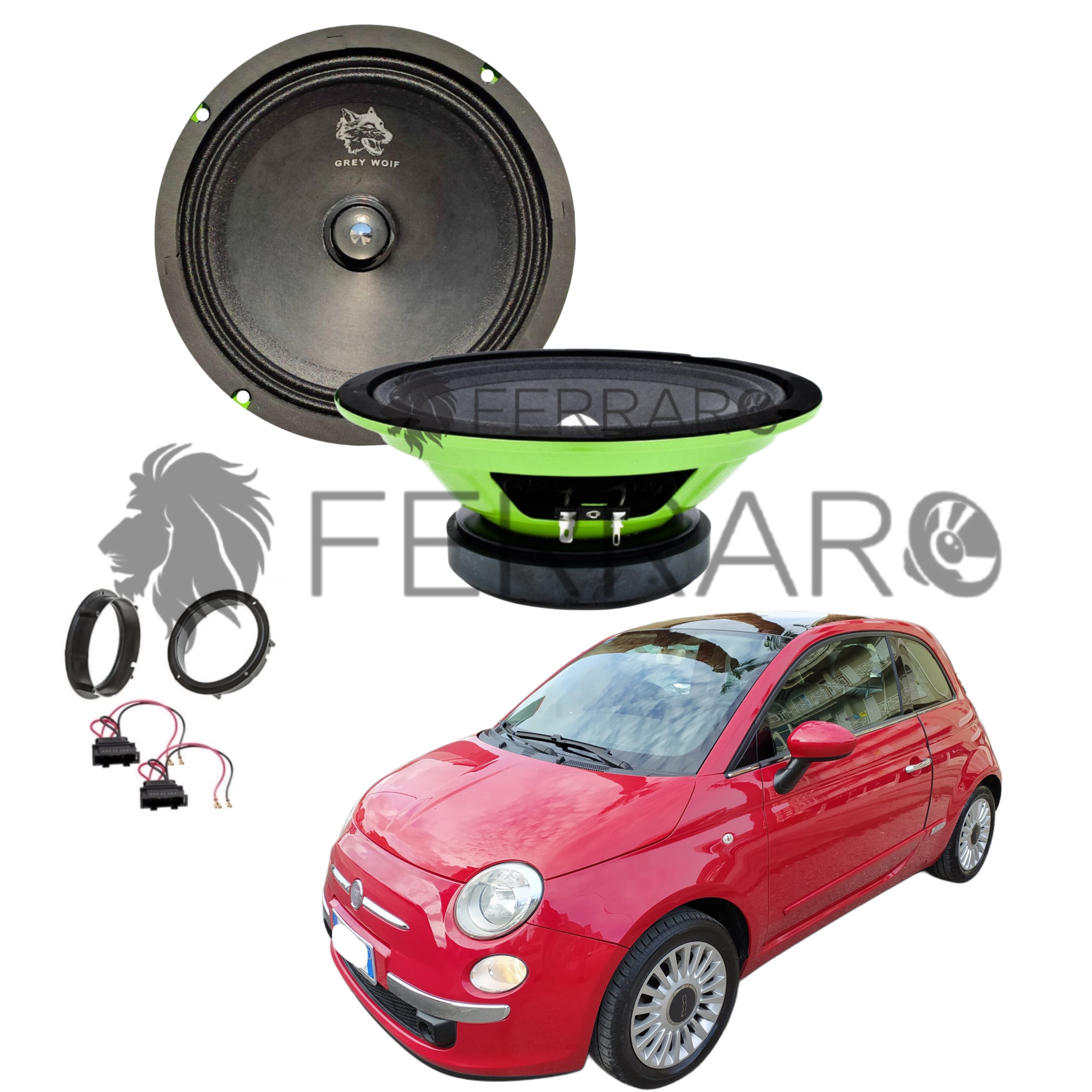 FerraroStore Kit 2 Altoparlanti | PV165.3 | Anteriori | Fiat 500s (2007-2015)