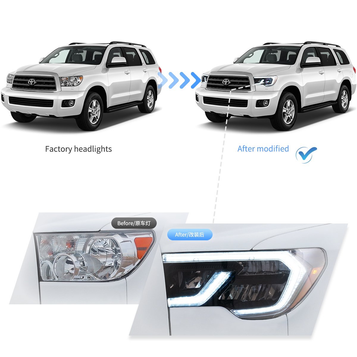 Fanali Anteriore Completo per Toyota Tundra (2007-2013) a LED