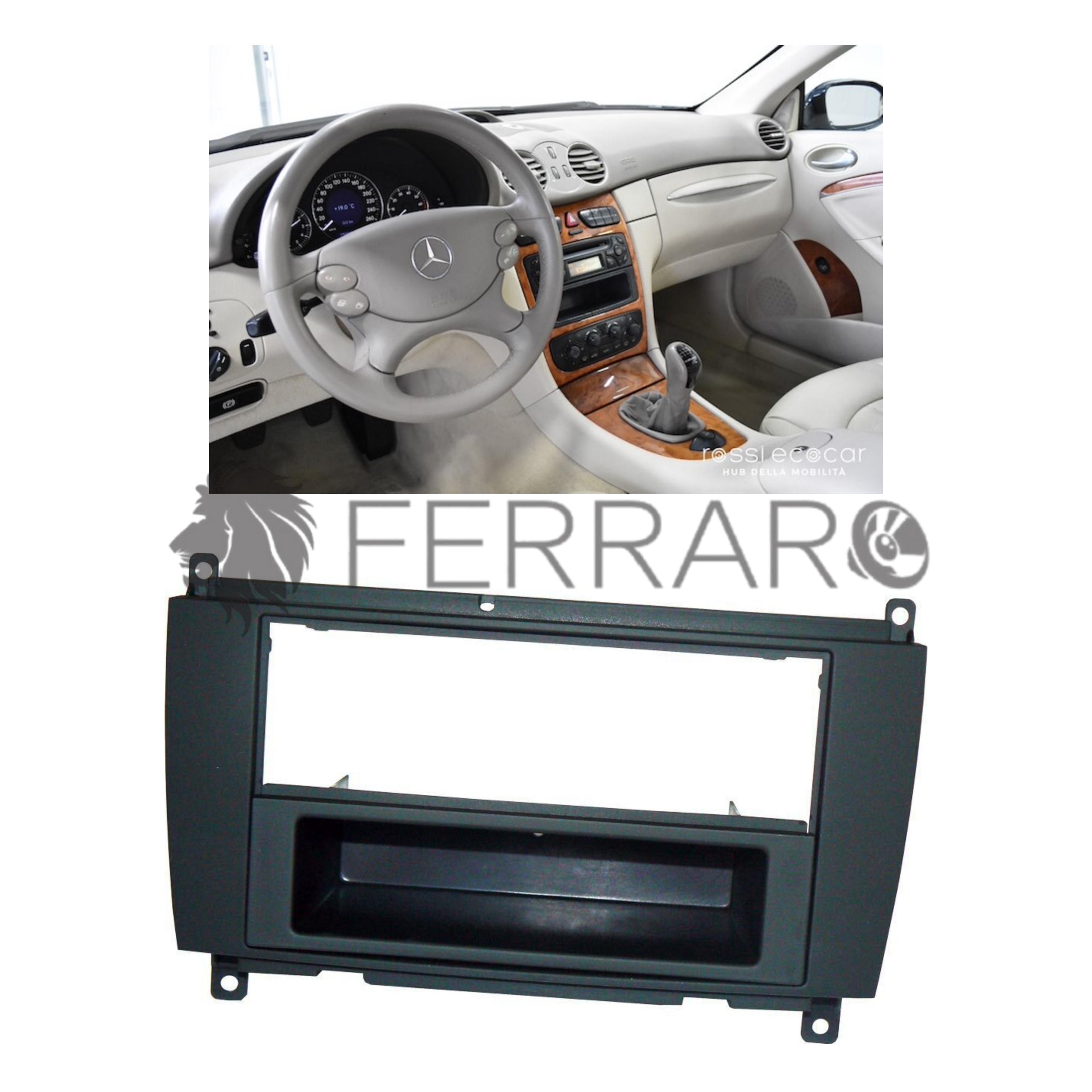 Car Radio Panel Kit, 1 Iso with Drawer, Mercedes CLK Class from 2006