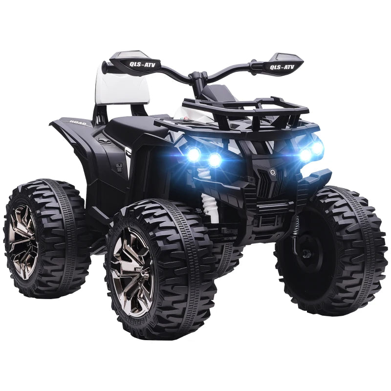 HOMCOM Quad Elettrico per Bambini 3-5 Anni a 12V con Fari e Pedale, Presa USB per Musica, Bianco