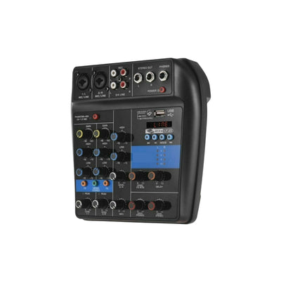 4 Channel Audio Mixer - Professional, Microphone Support, USB, BLUETOOTH, MP3, DJ Karaoke