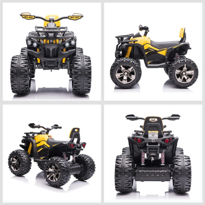 HOMCOM Quad per Bambini Elettrico 12V con Fari e Batteria Ricaricabile, Età 3-5 Anni, 100x65x73cm, Giallo