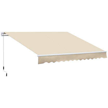 Outsunny Tenda da Sole per Esterno a Bracci Avvolgibile con Apertura a Manovella, 360x250 cm, Crema