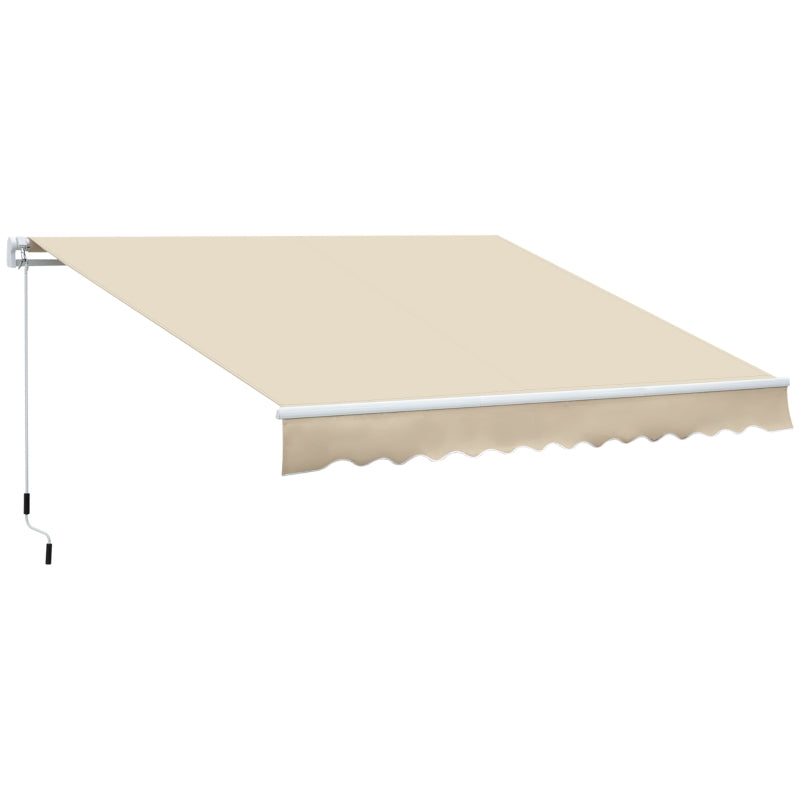 Outsunny Tenda da Sole per Esterno a Bracci Avvolgibile con Apertura a Manovella, 360x250 cm, Crema