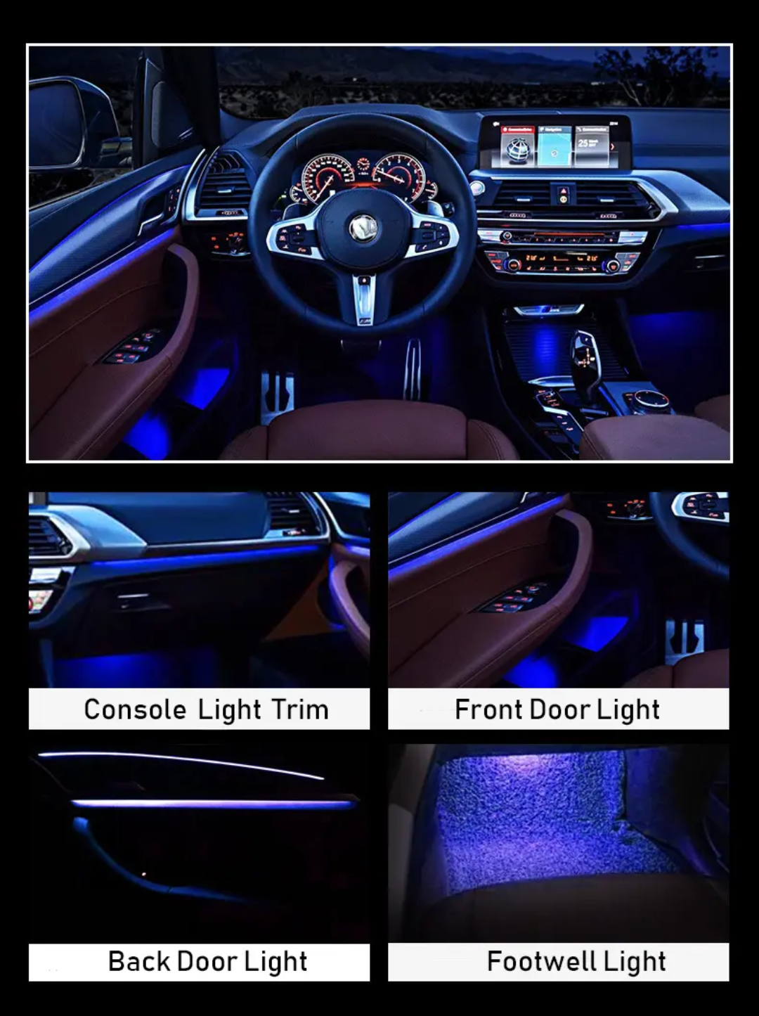 Ambient Light per BMW X3, X4, G01, G02 (2018-2023), 64 Colori RGB