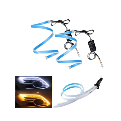 Led Flessibile per Auto 2pz, Fari Auto, Illuminazione, da 60cm, Striscia Led, Bianco & Giallo.