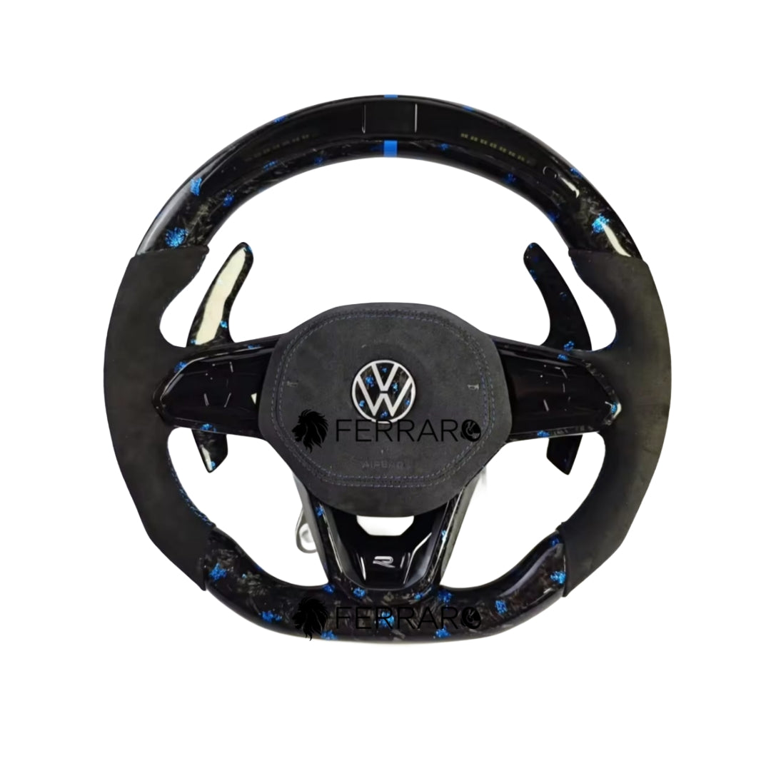 Volante per Volkswagen, Forgiato Blu, Etichetta Blu, Pulsante, LED