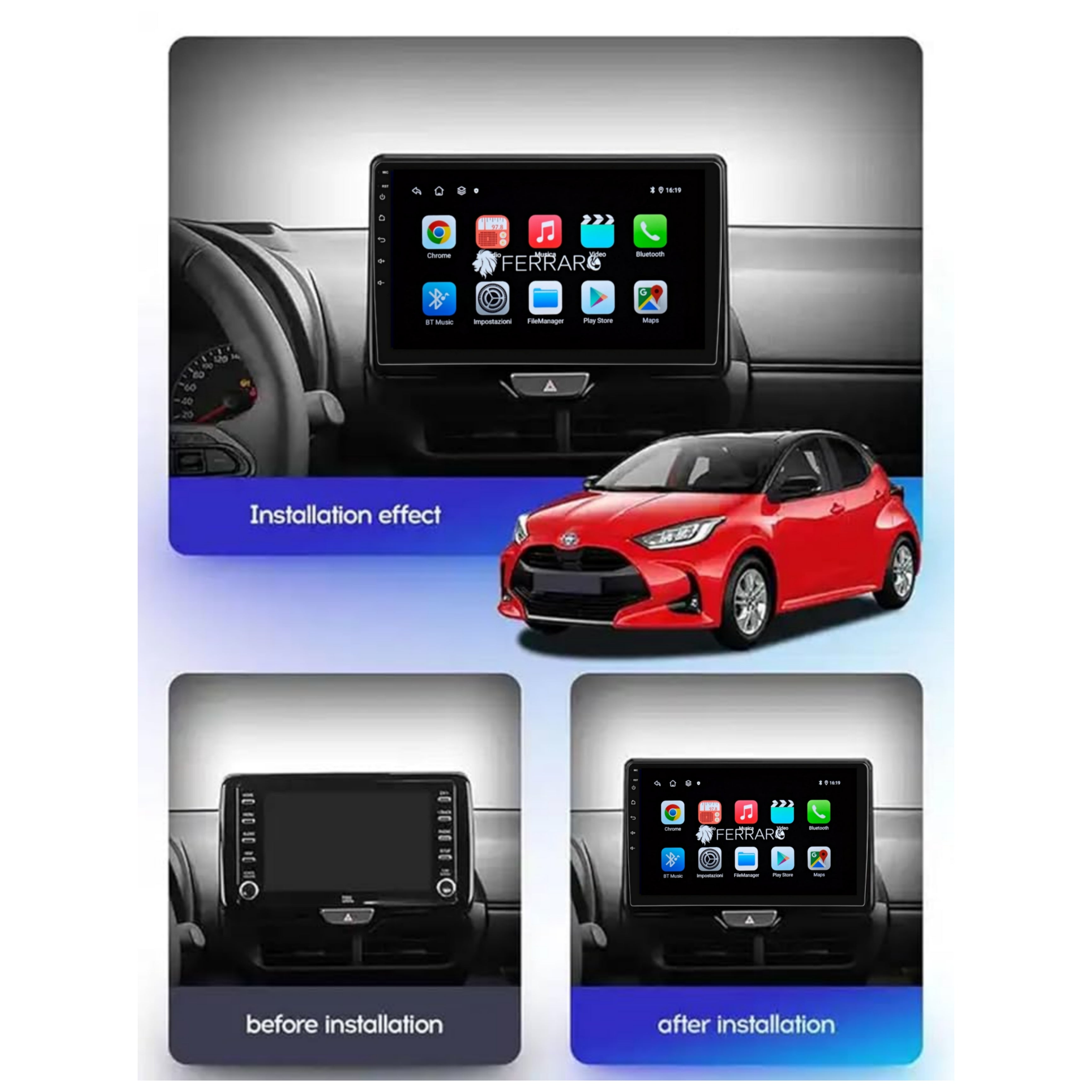 Autoradio per Toyota Yaris | Yaris Cross 10.1" | 2020-2022 | | Android | Bluetooth | CarPlay | Android Auto | 2GB/4GB/8GB Ram