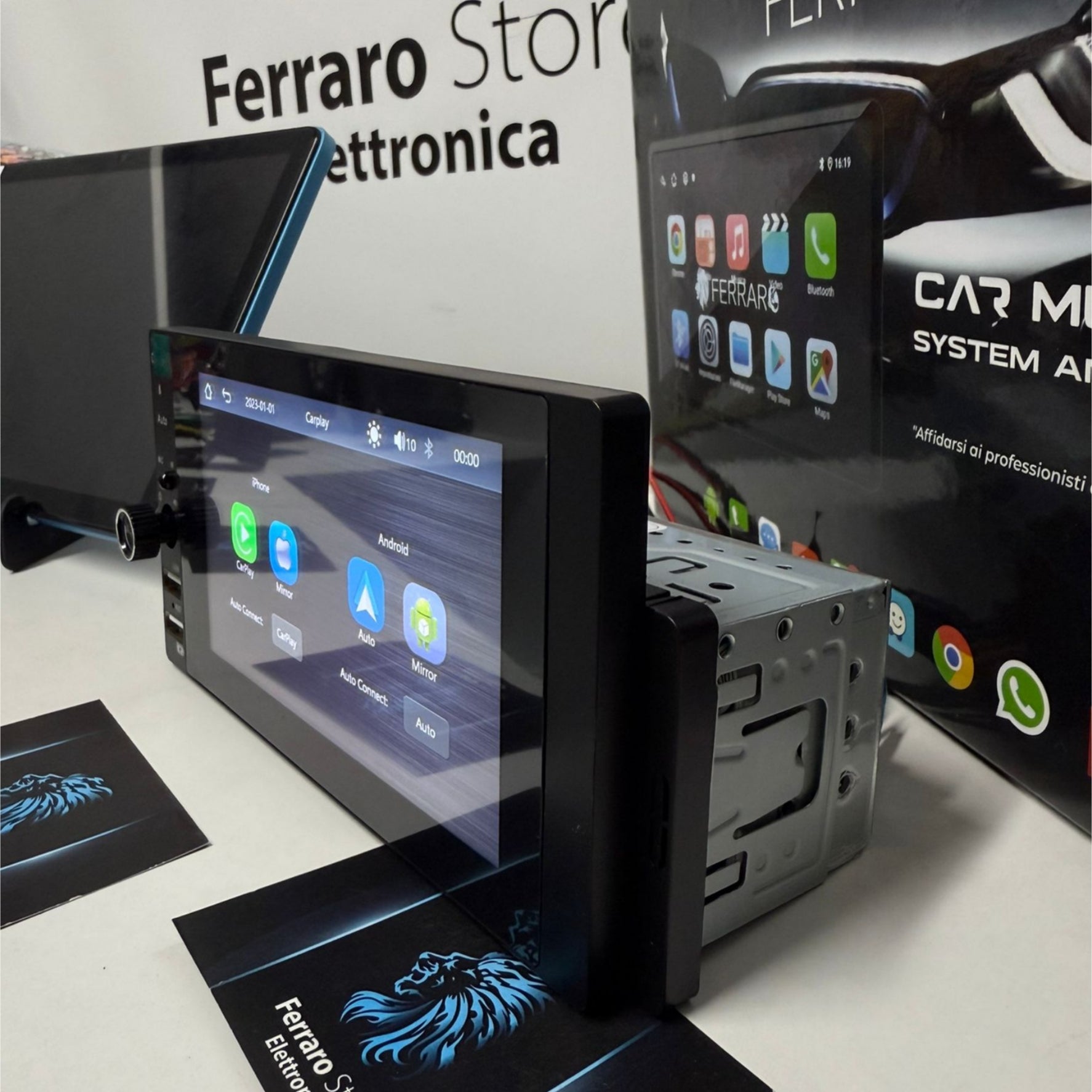 Autoradio Universale Fisso | 1Din 5.5"Pollici | Bluetooth | Radio | USB | Navigatore | CarPlay e Android Auto Cablato