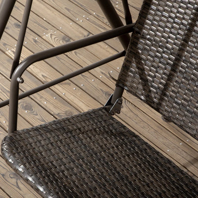 Outsunny Dondolo da Giardino 3 Posti con Tettuccio Regolabile in Rattan PE e Acciaio, 167x112x153cm