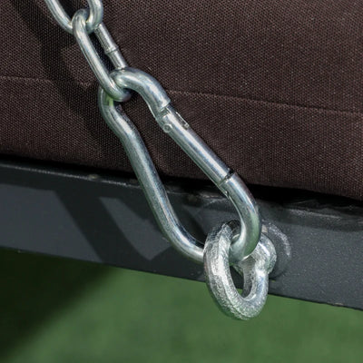 Outsunny Dondolo da Giardino 3 Posti con Cuscini, Seduta Chaise Longue e Tettuccio, 198x118x168 cm, Marrone