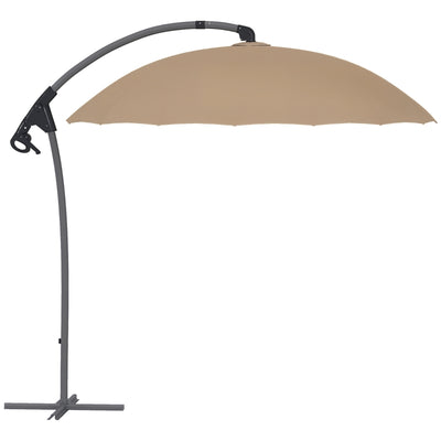 Outsunny Ombrellone da Giardino Decentrato 2.7m Apertura a Manovella e 16 Stecche in Fibra di Vetro, Cachi