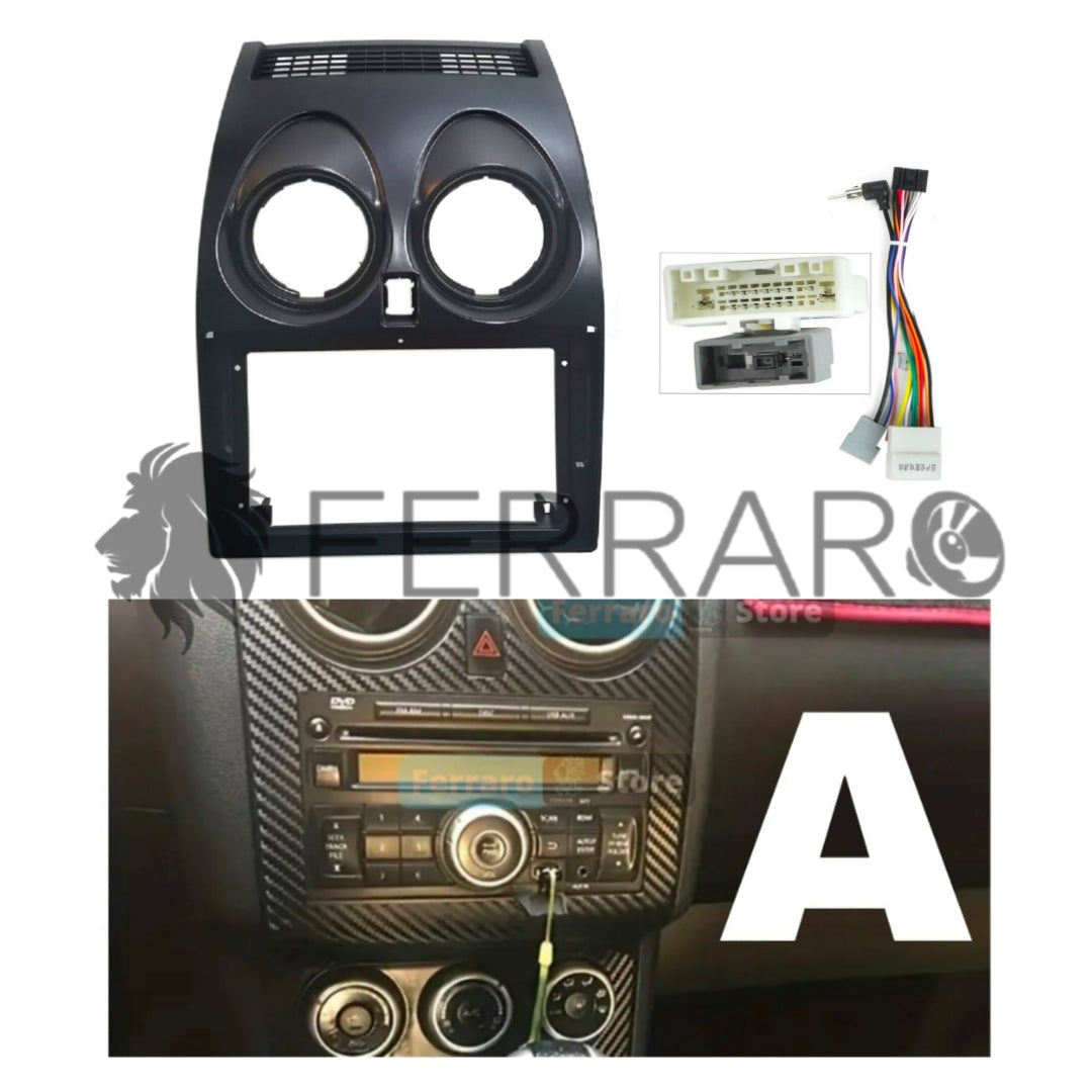Kit Montaggio Autoradio 9"Pollici Nissan Qashqai J10 (2007-2014) Mascherina, Cablaggio Autoradio Android
