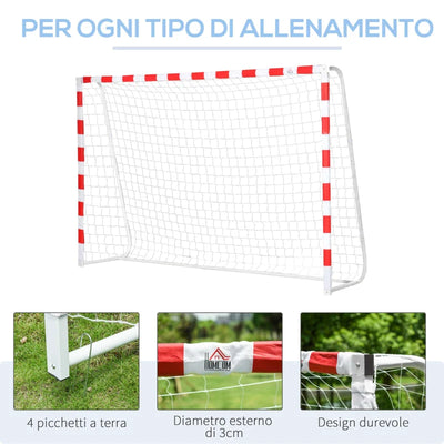HOMCOM Rete da Calcio, Porta da Calcio e Calcetto in Plastica PE per Adulti e Bambini, 302x83x201cm