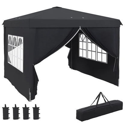 Outsunny Gazebo 3x3 ad Altezza Regolabile con Fori di Drenaggio e Borsa da Trasporto, in Metallo, Grigio