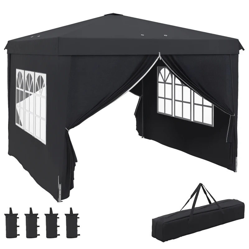 Outsunny Gazebo 3x3 ad Altezza Regolabile con Fori di Drenaggio e Borsa da Trasporto, in Metallo, Grigio