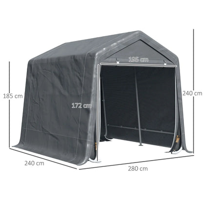 Outsunny Tendone Garage per Auto, Moto e Attrezzi in Metallo e Tessuto PE, 280x240x240cm, Grigio