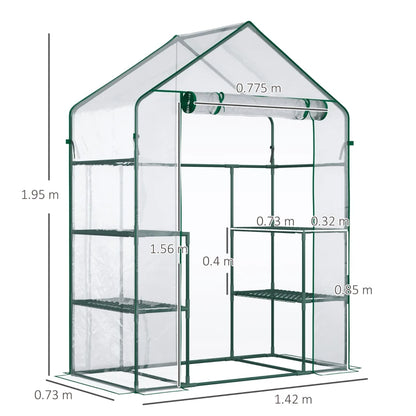 Outsunny Serra da Giardino in PE Impermeabile e Anti UV con Accessori Montaggio, 142x73x195 cm, Verde