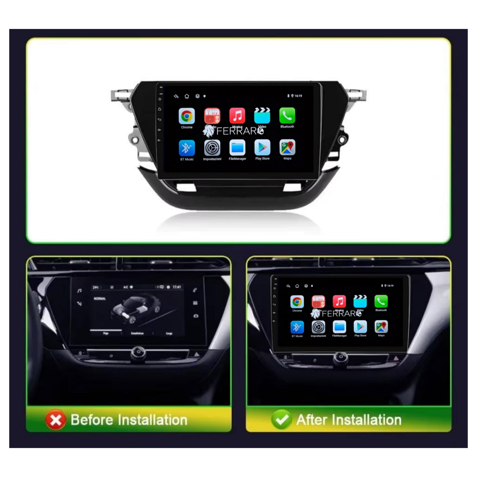 Autoradio per Opel Corsa F 9" | 2020-2023 | Android | Bluetooth | CarPlay | Android Auto | 2GB/4GB/6GB/8GB Ram