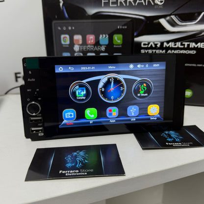 Autoradio Universale Fisso | 1Din 5.5"Pollici | Bluetooth | Radio | USB | Navigatore | CarPlay e Android Auto Cablato