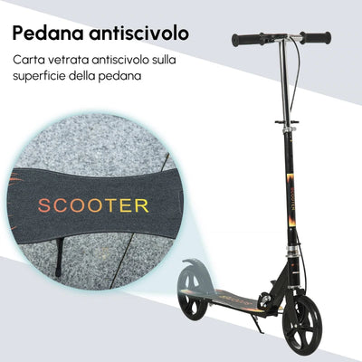 HOMCOM Monopattino per Bambini 7-14 Anni con Manubrio Regolabile su 3 Altezze, 86x35x93/98/103 cm, Nero