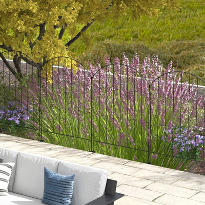 Outsunny Recinzione Esterna a 4 Pannelli i Acciaio Nero con 8 Picchetti da Terra, 348x110 cm