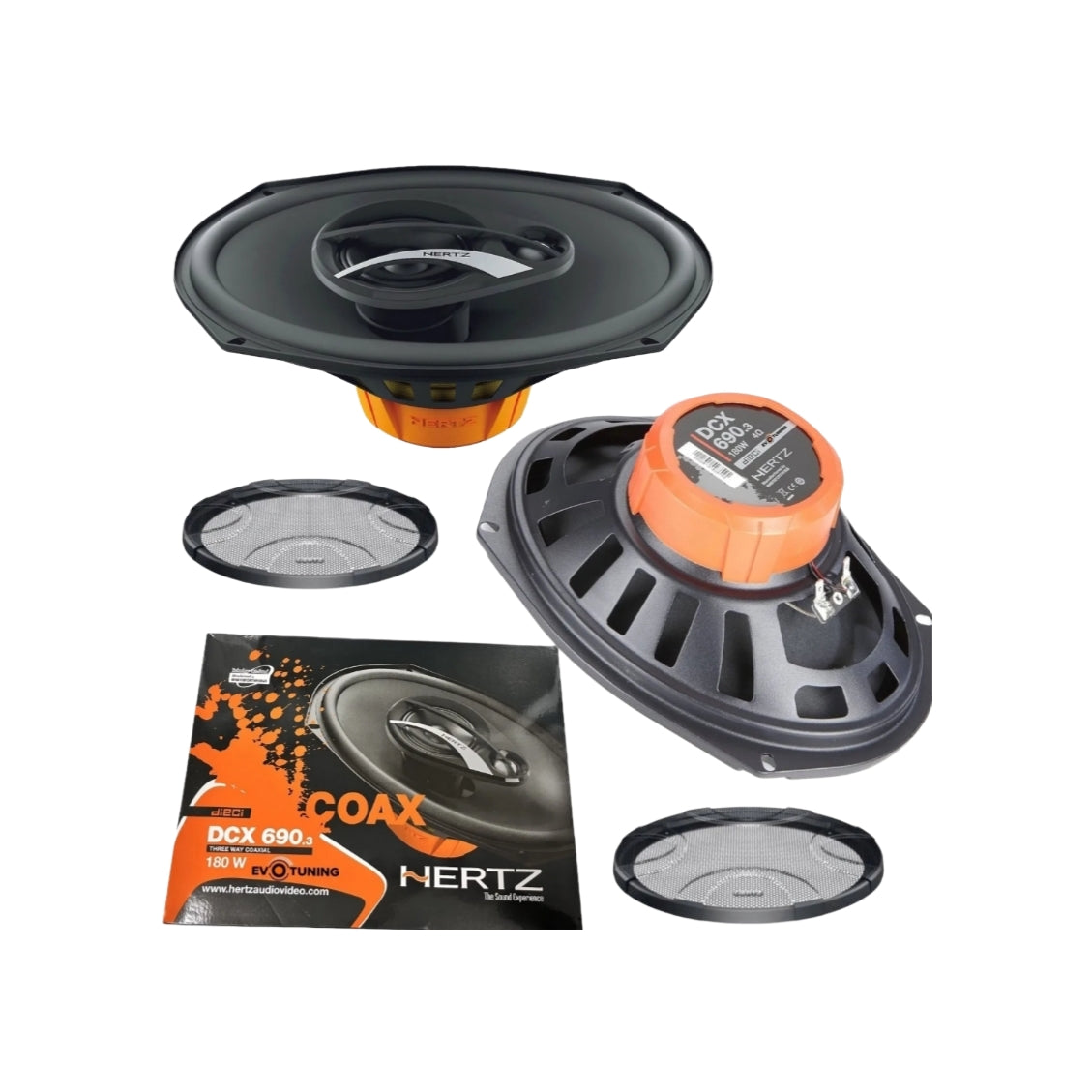 Hertz DCX 690.3, Coppia Casse Coassiali 6x9, Griglie 3 Vie 180w