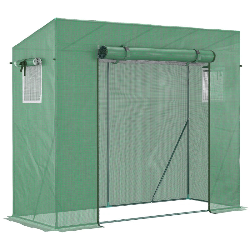 Outsunny Serra da Giardino in PE e Acciaio con 4 Picchetti, 2 Finestre e Copertura Rinforzata, 200x77x148-169cm