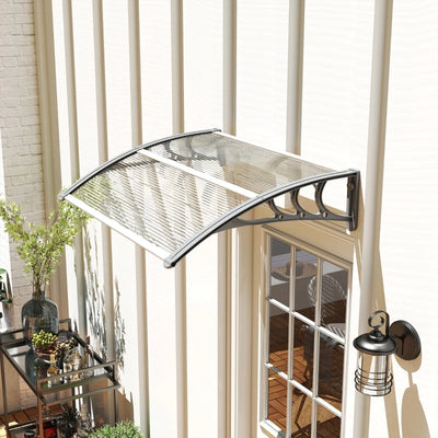 Outsunny Tettoia in Policarbonato Anti-UV da Esterno per Porte e Finestre da 100x80 cm