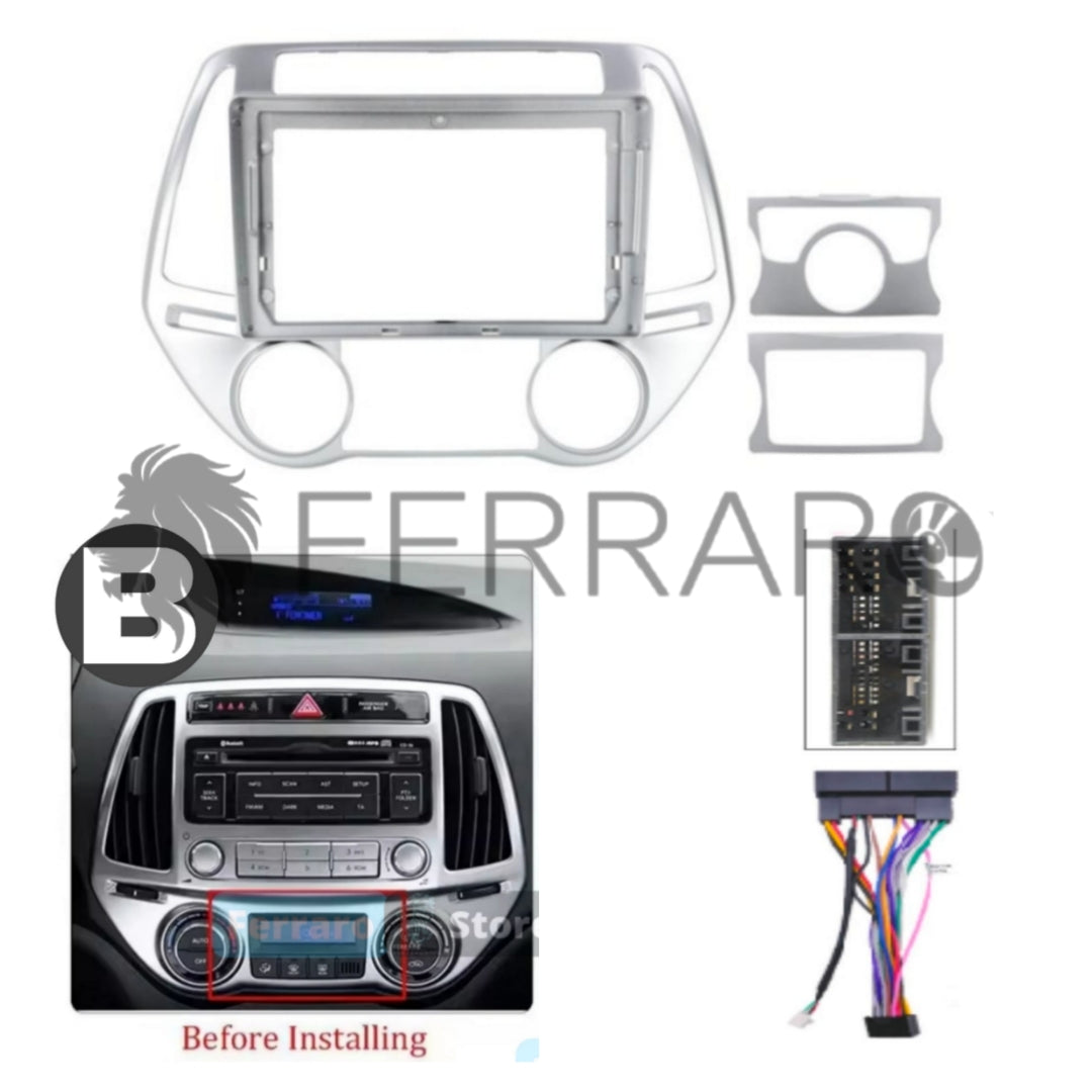 Kit Montaggio Autoradio 9"Pollici Hyundai Grand i20 (2012-2014) Mascherina, Cablaggio per Autoradio Android