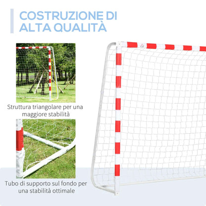 HOMCOM Rete da Calcio, Porta da Calcio e Calcetto in Plastica PE per Adulti e Bambini, 302x83x201cm