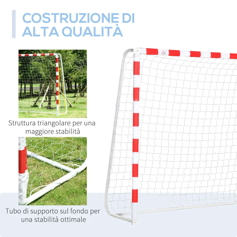 HOMCOM Rete da Calcio, Porta da Calcio e Calcetto in Plastica PE per Adulti e Bambini, 302x83x201cm